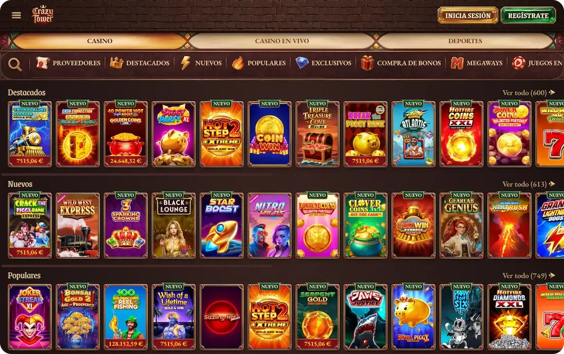 juegos del casino crazytower