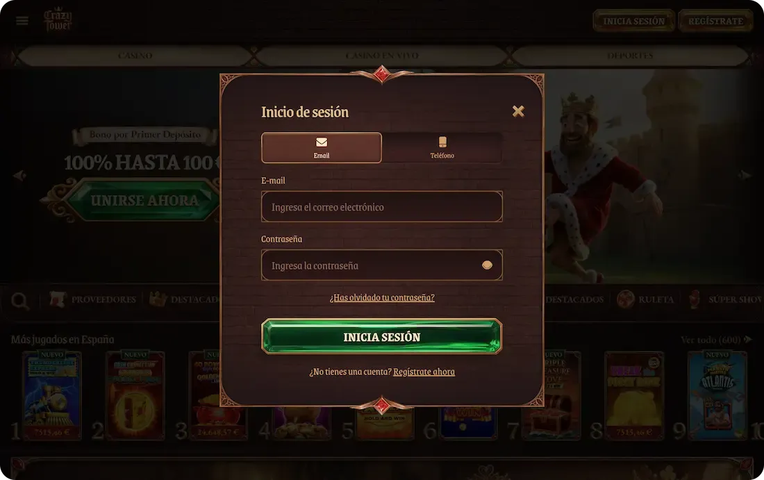 iniciar sesión en el casino crazytower con correo electronico